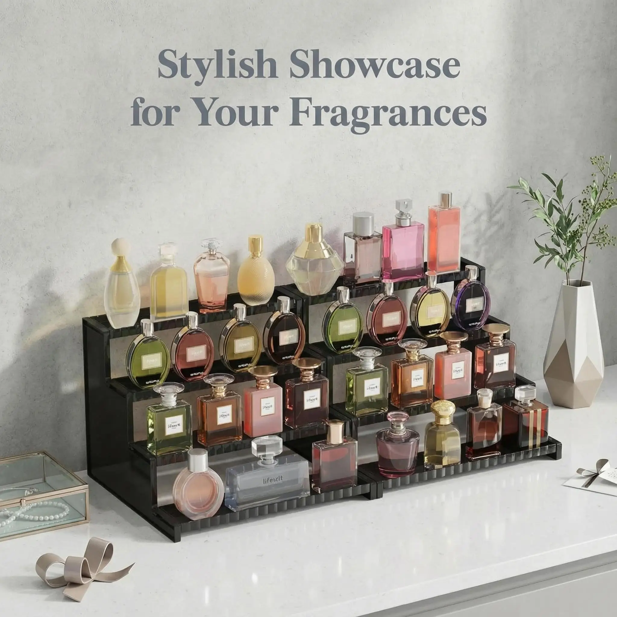Perfume Fragrance Holder - Expositor negro de 12 pulgadas y